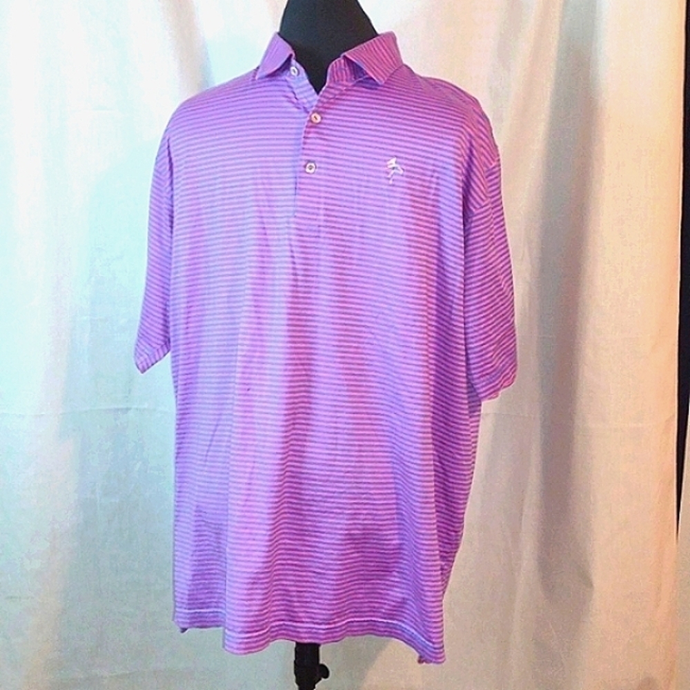 Peter Millar Fushcia/blue golf shirt xxl